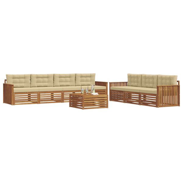 vidaXL Set de canapele de exterior cu pernă 8 pcs Natural și Bej