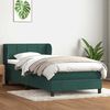 vidaXL Pat box spring cu saltea, verde &icirc;nchis, 90x220 cm, catifea