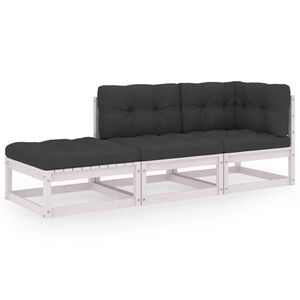 vidaXL Set mobilier de grădină cu perne, 3 piese, lemn masiv de pin