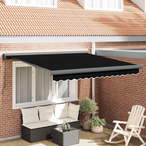 vidaXL Cortina Retractabilă Negru 300 x 250 cm Stofă și Metal