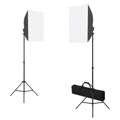 vidaXL Kit studio foto cu lumini softbox, fundal și reflector