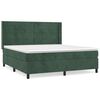 vidaXL Pat box spring cu saltea, verde &icirc;nchis, 160x200 cm, catifea