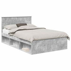 vidaXL Cadru de pat cu headboard Beton 120 x 200 cm Lemn compozit