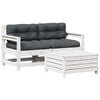 vidaXL Set mobilier de grădină cu perne, 3 piese, alb, lemn masiv pin