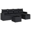 vidaXL Set mobilier de grădină cu perne, 6 piese, negru, poliratan