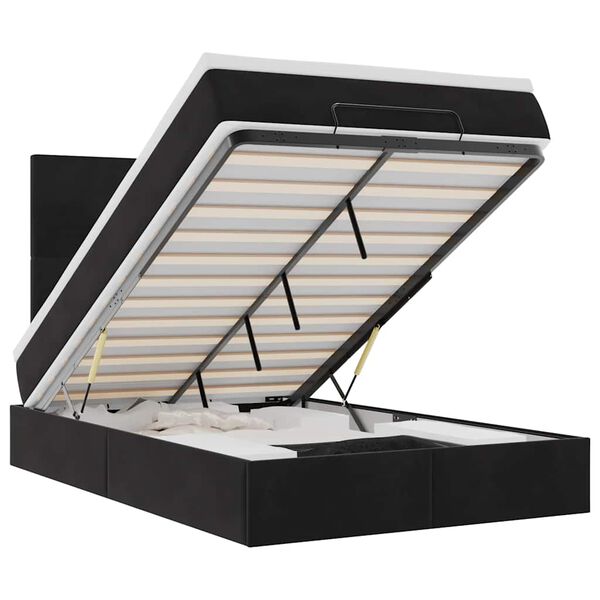 vidaXL Cadru de pat otoman cu saltele, catifea neagră 120x190cm