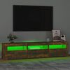 vidaXL Comodă TV cu lumini LED, stejar fumuriu, 180x35x40 cm