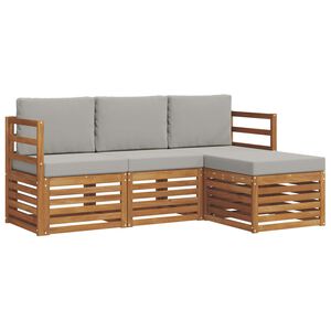 vidaXL Set de canapele de exterior 4 pcs Gri natural și deschis