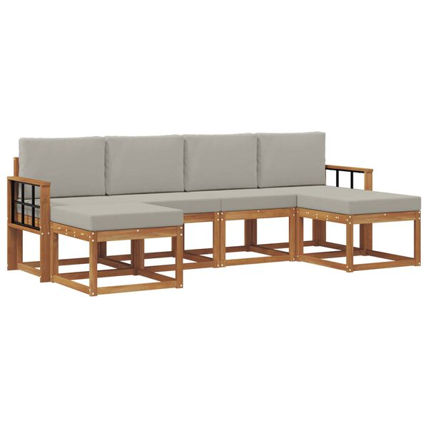 vidaXL Set de canapele de exterior 6 pcs Gri natural și deschis