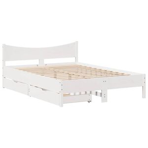vidaXL Cadru pat cu sertare, 140x200 cm, alb, lemn masiv pin