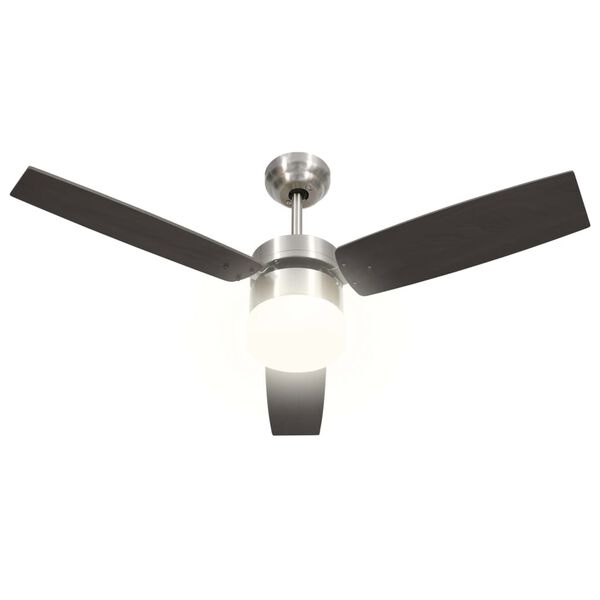vidaXL Ventilator tavan cu iluminare/telecomandă, maro închis, 108 cm