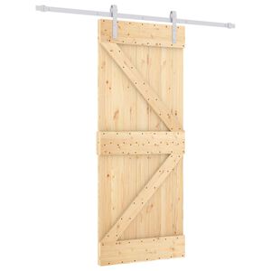 vidaXL Ușă glisantă Natural și Alb 85 x 210 cm Lemn de Pin Solid