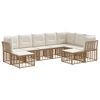 vidaXL Set de canapele de exterior 9-Locuri Alb Natural și Crem