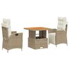 vidaXL Set mobilier de grădină cu perne, 3 piese, bej, poliratan
