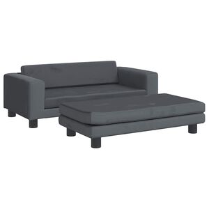 vidaXL Pat pentru c&acirc;ini cu extensie, gri &icirc;nchis, 100x50x30 cm, catifea