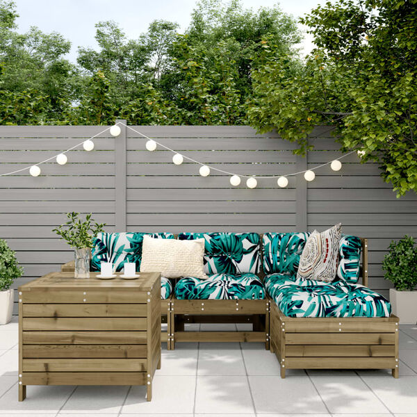 vidaXL Set canapea de grădină, 5 piese, lemn de pin tratat