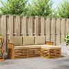 vidaXL Set de canapele de exterior cu pernă 4 pcs Natural și Bej