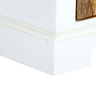 vidaXL Noptieră, alb și maro, 40 x 30 x 50 cm, lemn masiv de mango