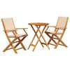 vidaXL Set mobilier bistro, 3 piese, textil bej/lemn masiv