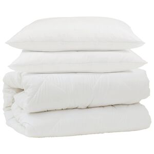 vidaXL Set de Pături cu pernă 3 pcs Alb Microfibră și Pene de Rață