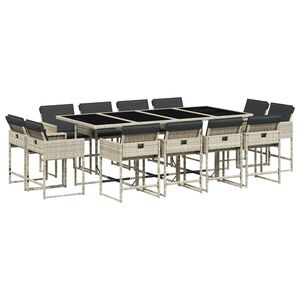 vidaXL Set mobilier de grădină cu perne 13 piese gri deschis poliratan