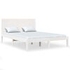 vidaXL Cadru de pat dublu, alb, 135x190 cm, lemn masiv