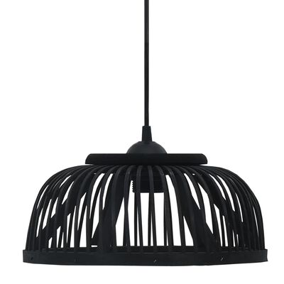 vidaXL Lampă suspendată, negru, 37x15,5cm, bambus, 40W, semicerc, E27