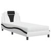 vidaXL Pat, Viana, cu saltea, alb și negru, 90x190 cm, piele ecologică
