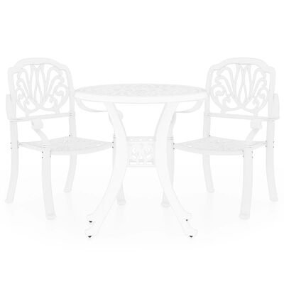 vidaXL Set mobilier bistro, 3 piese, alb, aluminiu turnat