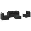 vidaXL Set mobilier de grădină cu perne, 5 piese, negru, poliratan