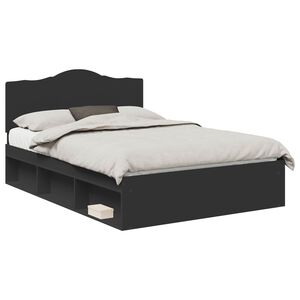 vidaXL Cadru de pat cu headboard Negru 160 x 200 cm Lemn de pin masiv