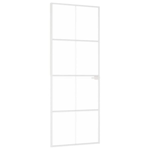 vidaXL Ușă de interior alb 76x201,5 cm sticlă securiz. / aluminiu slim