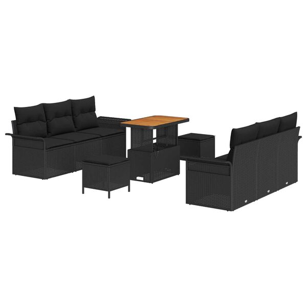 vidaXL Set de canapele pentru grădină cu pernă cu pernă 9 pcs Negru