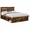 vidaXL Cadru de pat Stejar fumuriu 140 x 200 cm Lemn de pin masiv