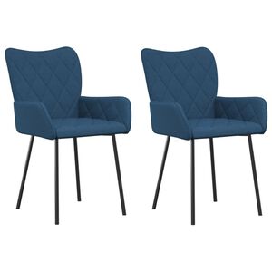vidaXL Scaune de bucătărie, 2 buc., albastru, textil
