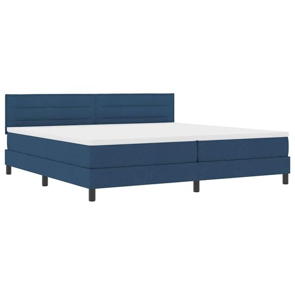 vidaXL Pat cu arcuri cu headboard albastru 200 x 200 cm țesătură