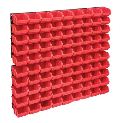 vidaXL Set cutii depozitare 96 piese cu panouri de perete, roșu&negru