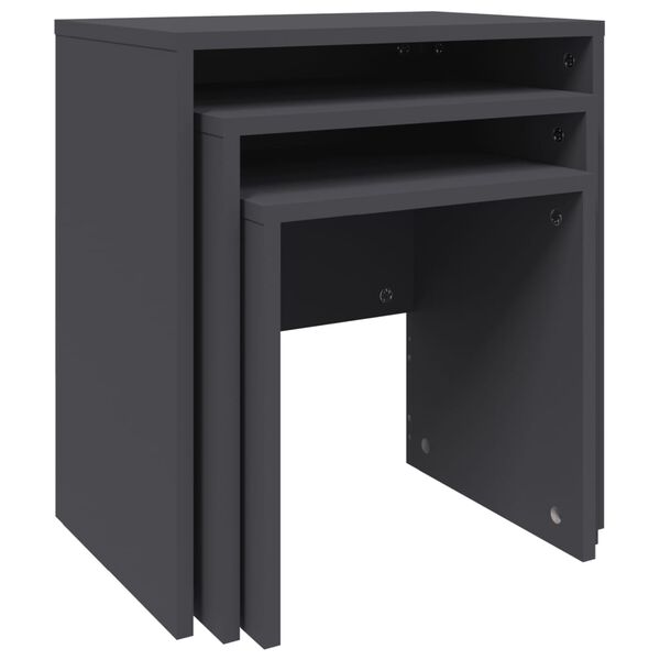 vidaXL Măsuțe de cafea suprapuse, 3 buc., gri, lemn prelucrat