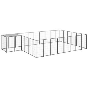 vidaXL Padoc pentru c&acirc;ini, negru, 15,73 m&sup2;, oțel