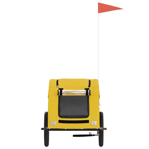 vidaXL Remorcă de bicicletă animale companie galben textil oxford/fier