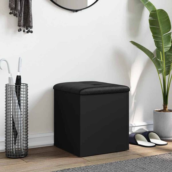 vidaXL Bancă de pantofi, negru, 42x42x45 cm, lemn prelucrat