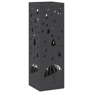 vidaXL Stand pentru Umbrele de Plouă Negru 15,5 x 15,5 x 49 cm Oțel