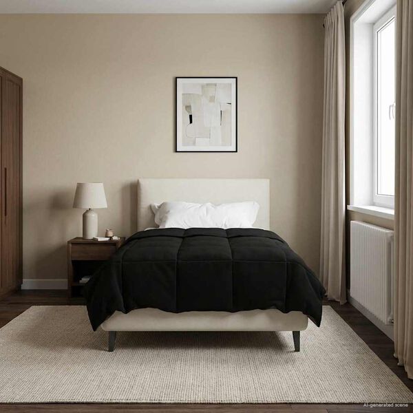 vidaXL Duvet de iarnă Patos Negru 135 x 220 cm Microfibră