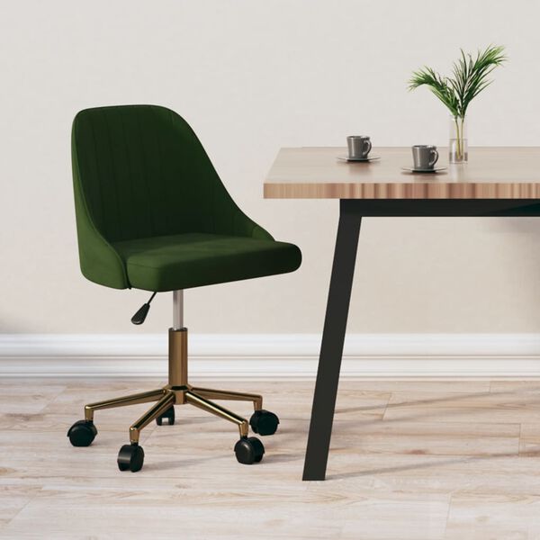 vidaXL Scaun de bucătărie pivotant, verde &icirc;nchis, catifea