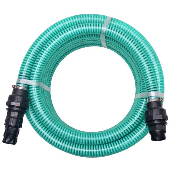 vidaXL Furtun de aspirare cu racorduri, verde, 22 mm, 10 m