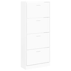 vidaXL Pantofar, alb, 63x24x147 cm, lemn prelucrat
