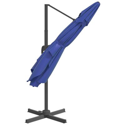 vidaXL Umbrelă în consolă cu LED, albastru azuriu, 400x300 cm