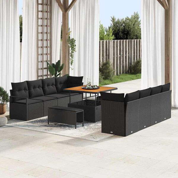 vidaXL Set de canapele pentru grădină cu pernă Negru 100 x 100 x 71 cm