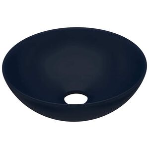 vidaXL Chiuvetă de baie, albastru &icirc;nchis, ceramică, rotund