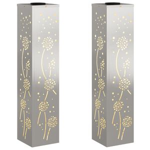 vidaXL Lumină LED Solară pentru Alei 2 buc. Alb cald 18 x 18 x 80 cm
